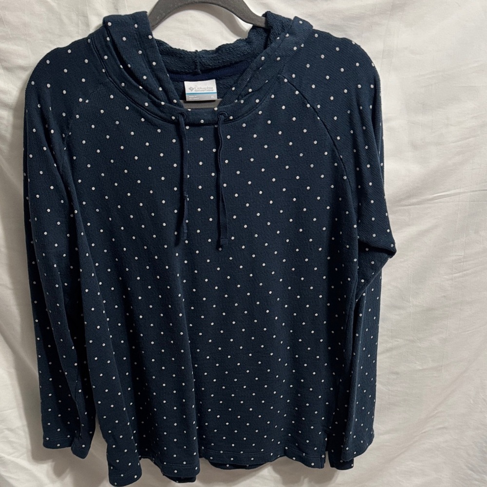 Columbia Navy Blue Polka Dot Hooded Sweatshirt